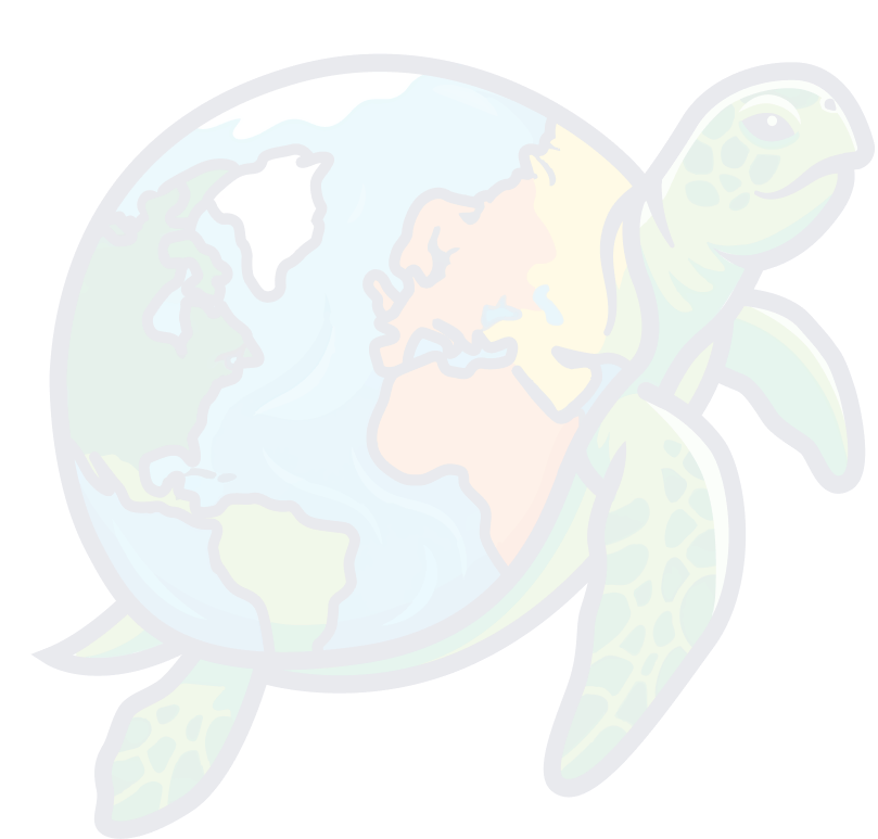 Tortue marine portant le globe terrestre, symbole de protection de la planète
